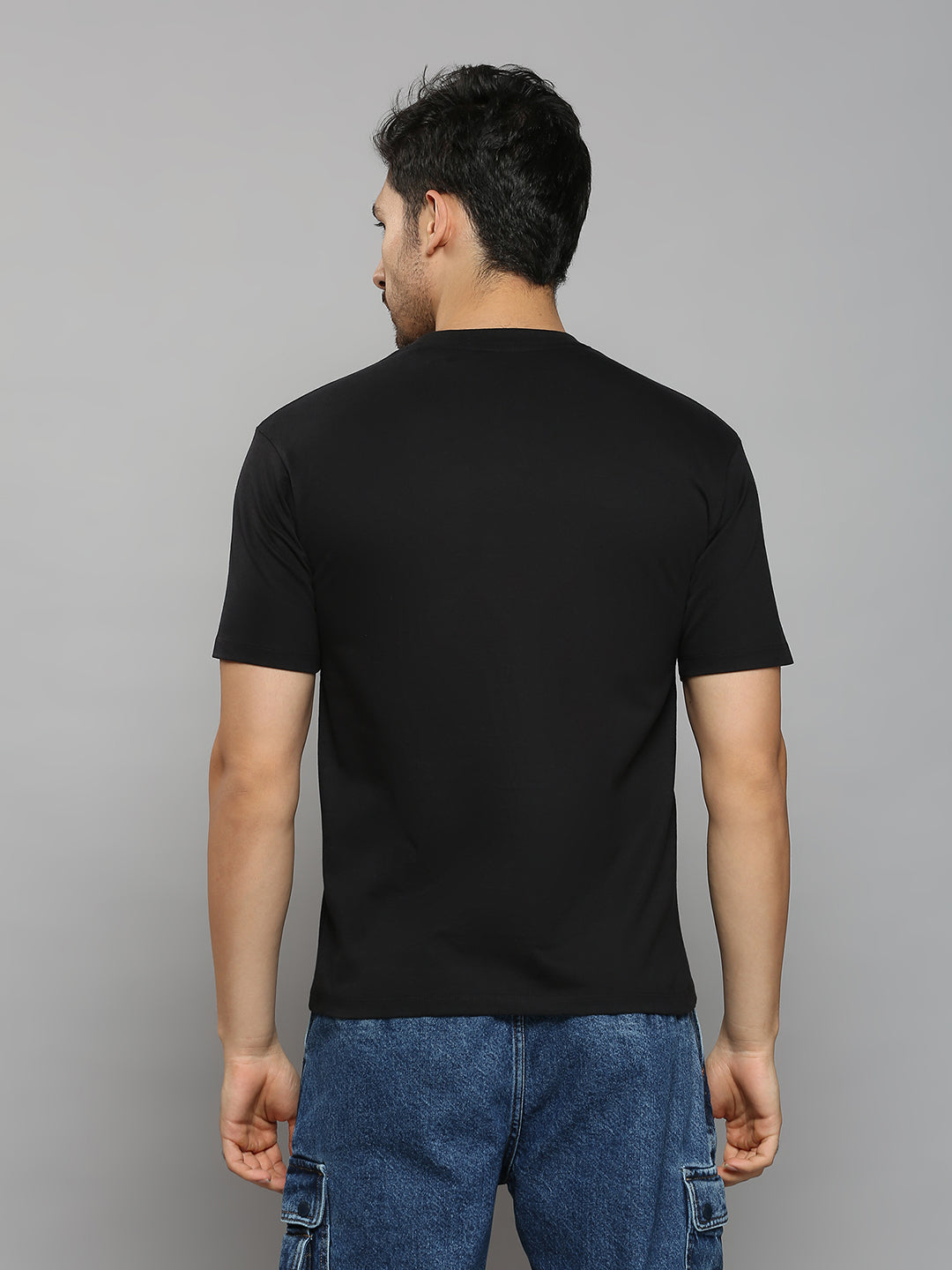 Men's Black Printed Oversized Fit T-Shirts