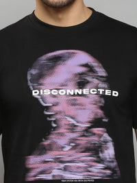 Men's Black Printed Oversized Fit T-Shirts
