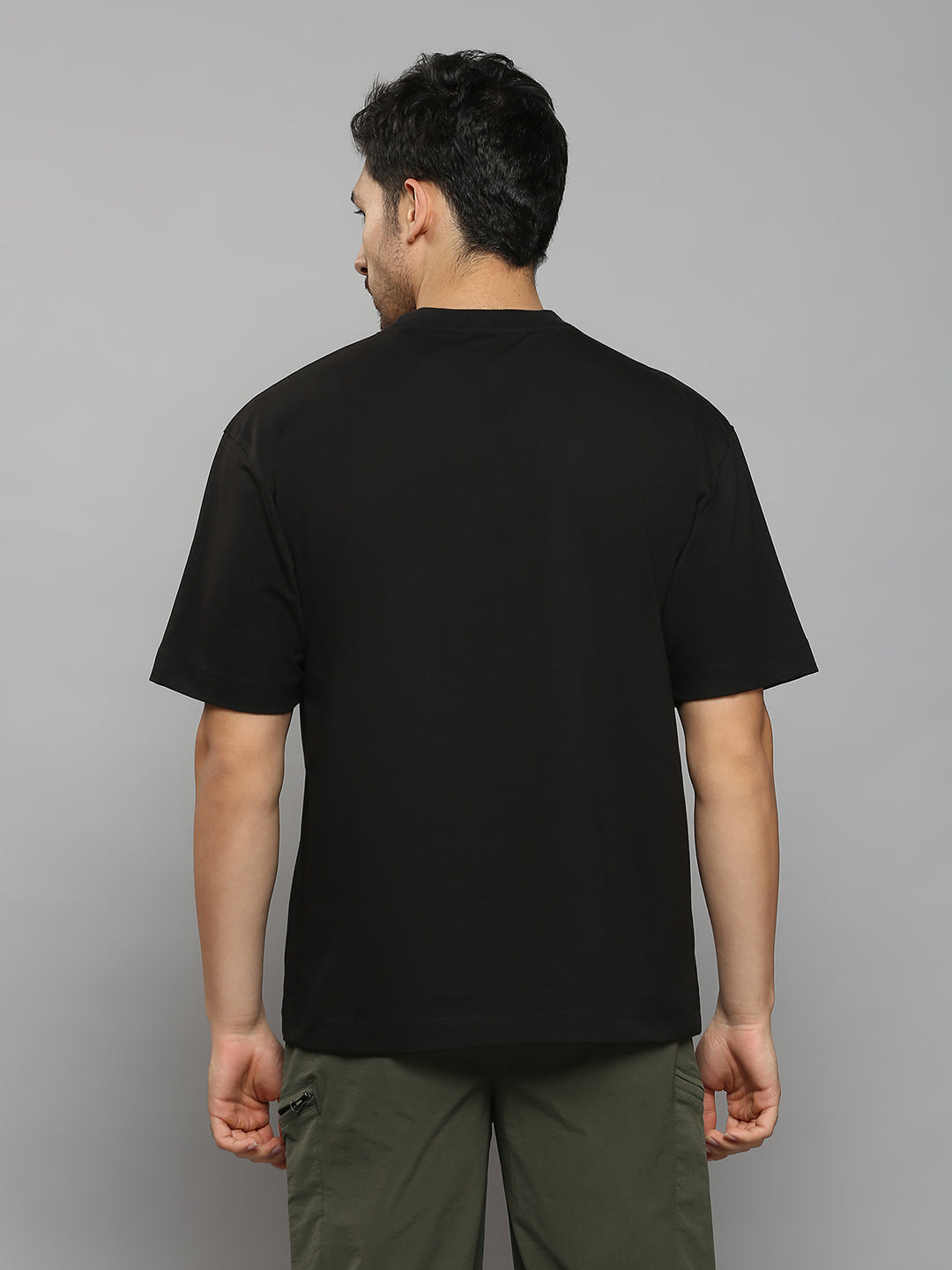 Men's Black Printed Oversized Fit T-Shirts