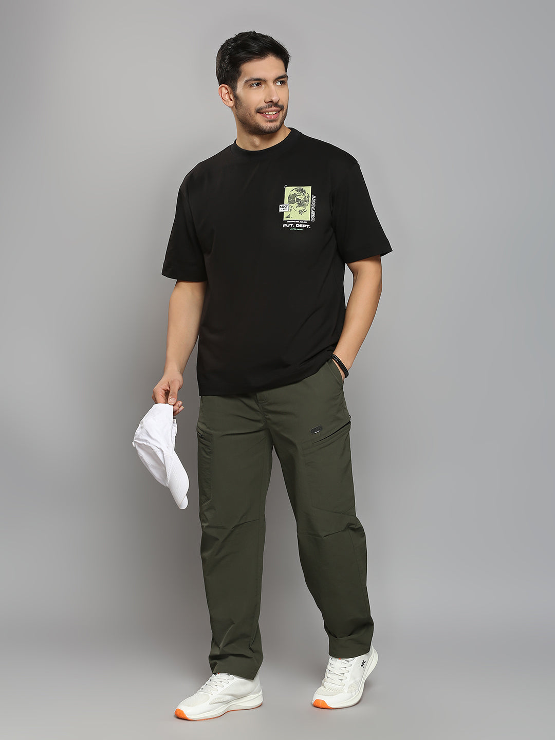 Men's Black Printed Oversized Fit T-Shirts