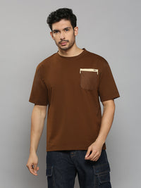 Men's Brown Printed Oversized Fit T-Shirts