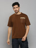 Men's Brown Printed Oversized Fit T-Shirts