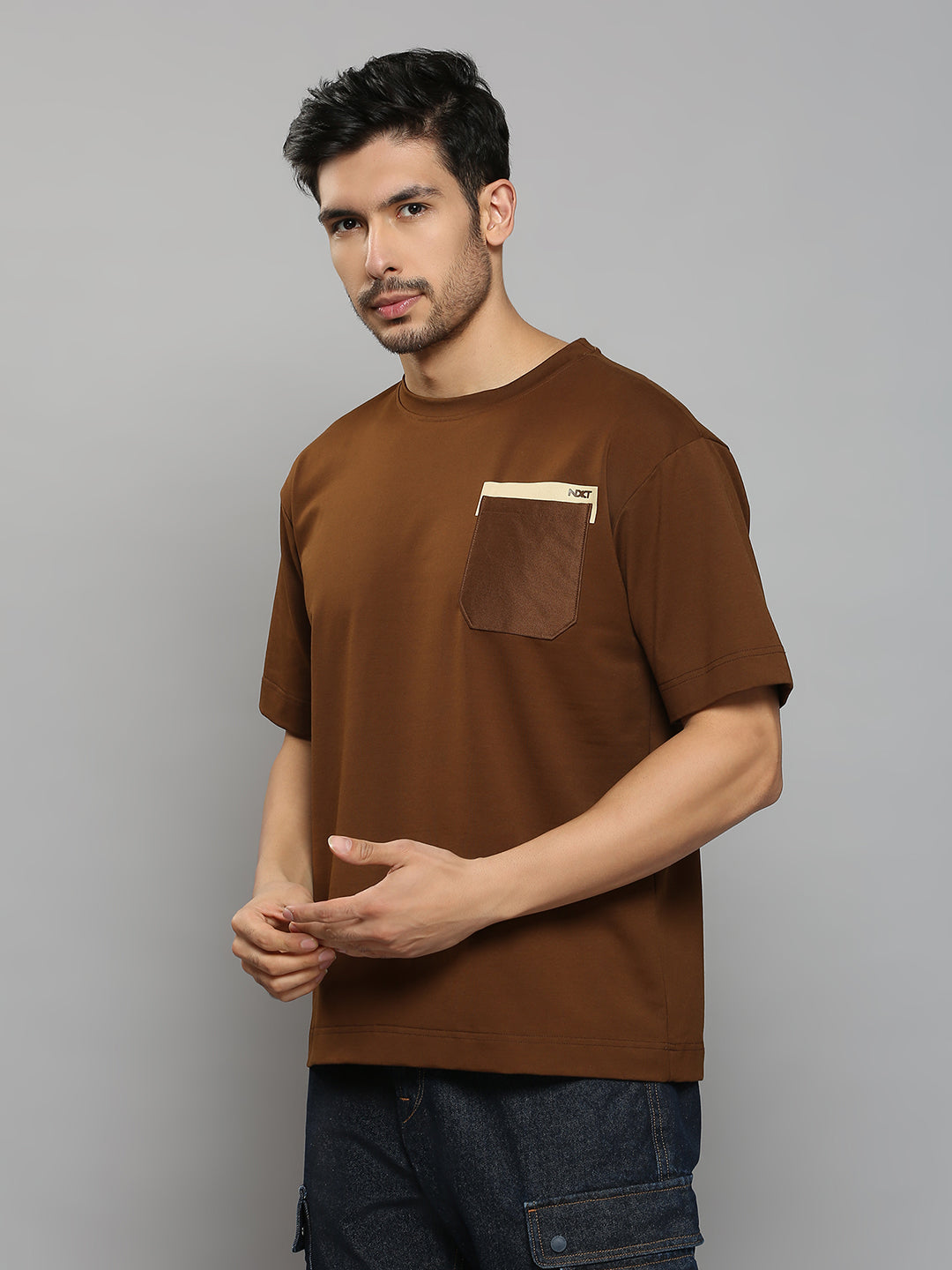 Men's Brown Printed Oversized Fit T-Shirts
