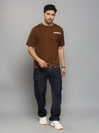 Men's Brown Printed Oversized Fit T-Shirts