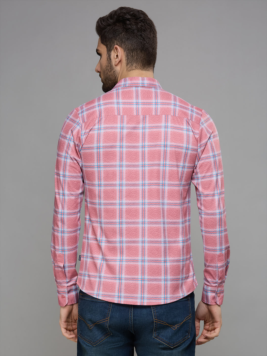 Men's Pink Checks Slim Fit Shirts