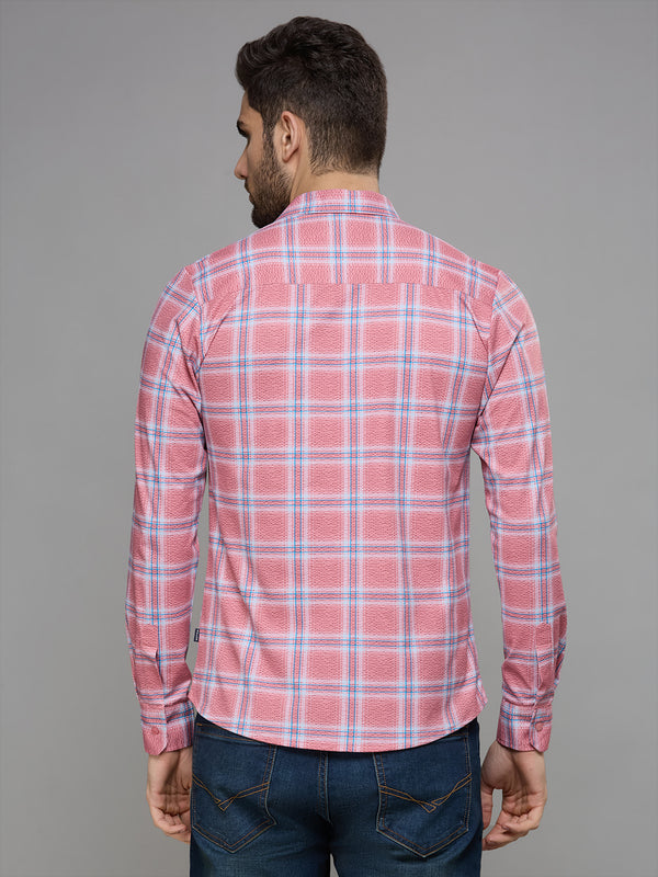 Men's Pink Checks Slim Fit Shirts