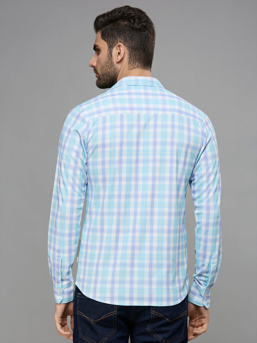 Men's Turq Checks Slim Fit Shirts