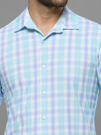 Men's Turq Checks Slim Fit Shirts