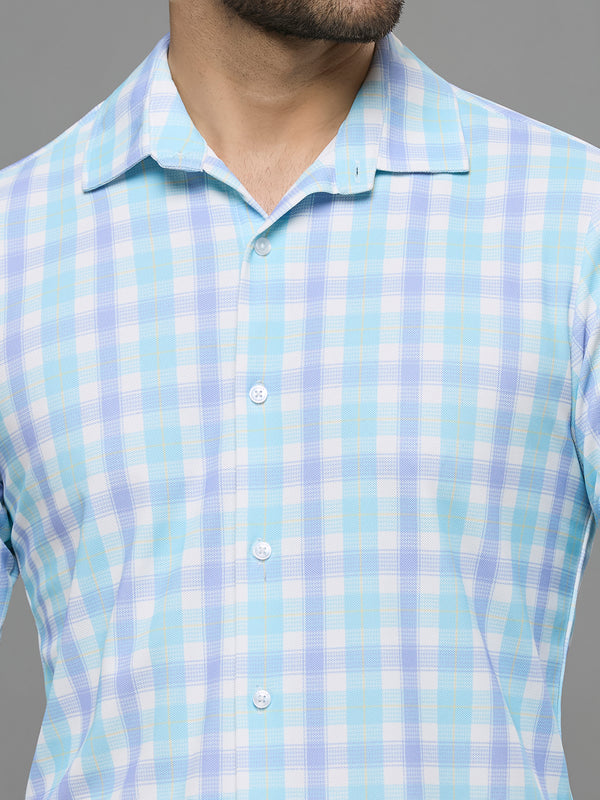 Men's Turq Checks Slim Fit Shirts