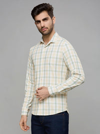 Men's Yellow Checks Slim Fit Shirts