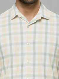 Men's Yellow Checks Slim Fit Shirts