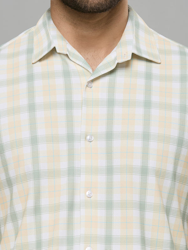 Men's Yellow Checks Slim Fit Shirts