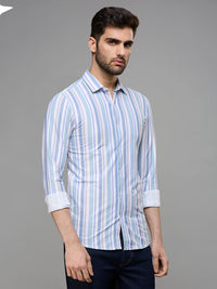 Men's Green Stripe Slim Fit Shirts