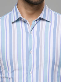 Men's Green Stripe Slim Fit Shirts