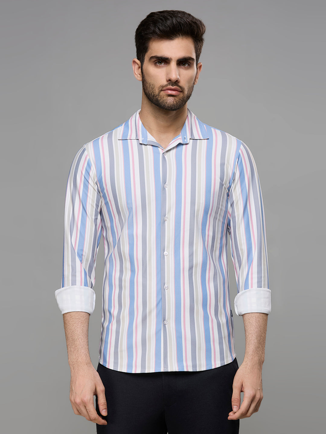 Men's Blue Stripe Slim Fit Shirts