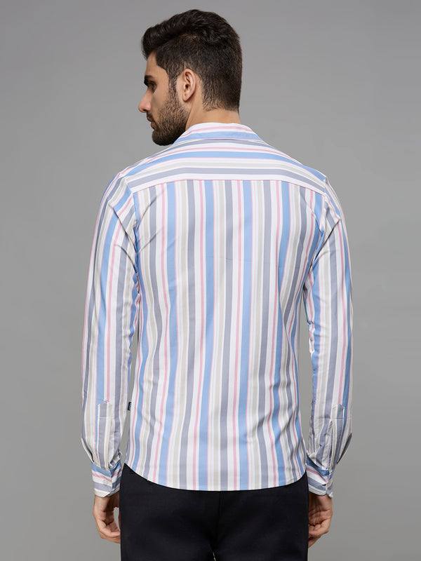 Men's Blue Stripe Slim Fit Shirts