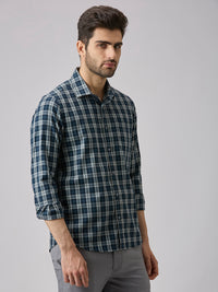 Men's Teal Checks Slim Fit Shirts