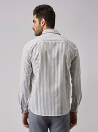 Men's White Stripe Slim Fit Shirts