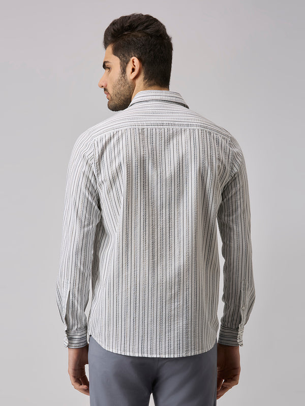 Men's White Stripe Slim Fit Shirts