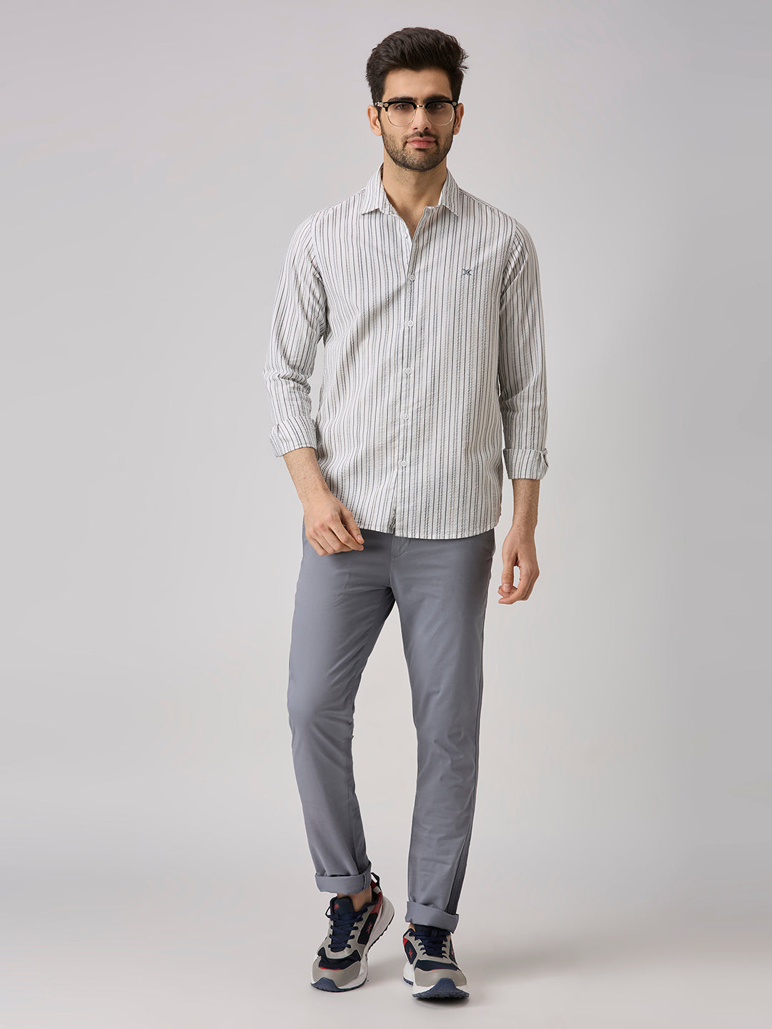 Men's White Stripe Slim Fit Shirts