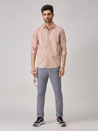 Men's Peach Stripe Slim Fit Shirts