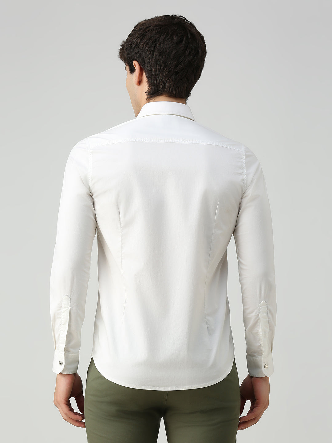 Men's White Solid Straight Fit Shirts
