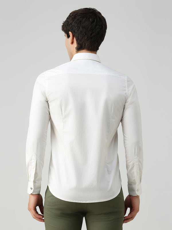 Men's White Solid Straight Fit Shirts