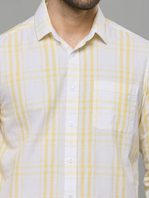 Men's Yellow Checks Slim Fit Shirts