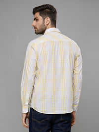 Men's Yellow Checks Slim Fit Shirts