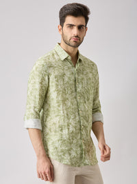 Men's Green Printed Slim Fit Shirts