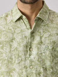 Men's Green Printed Slim Fit Shirts