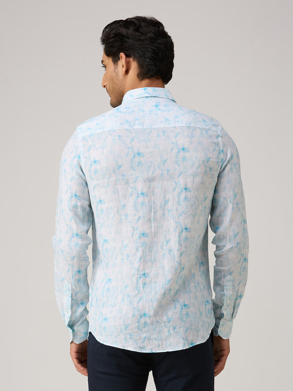 Men's Blue Printed Slim Fit Shirts