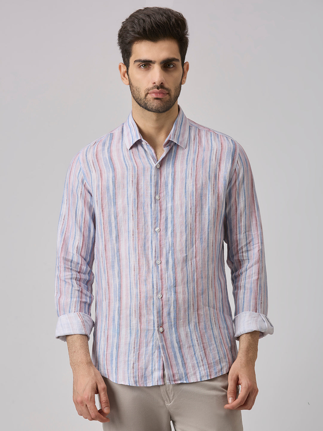 Men's Blue Stripe Slim Fit Shirts