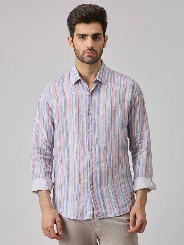 Men's Blue Stripe Slim Fit Shirts