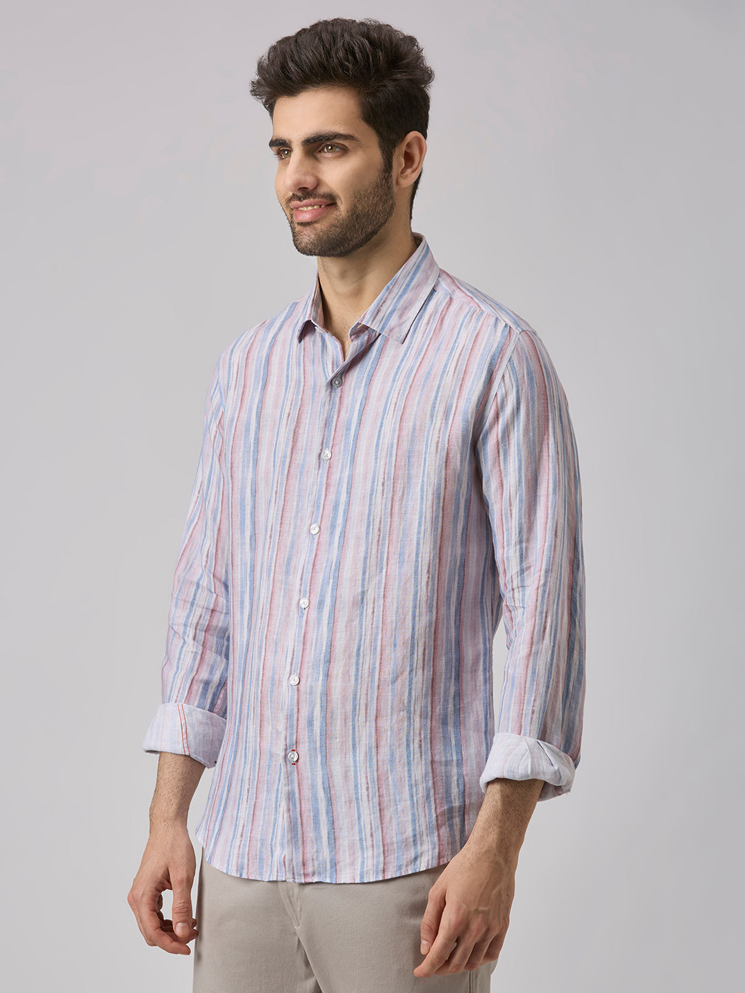 Men's Blue Stripe Slim Fit Shirts