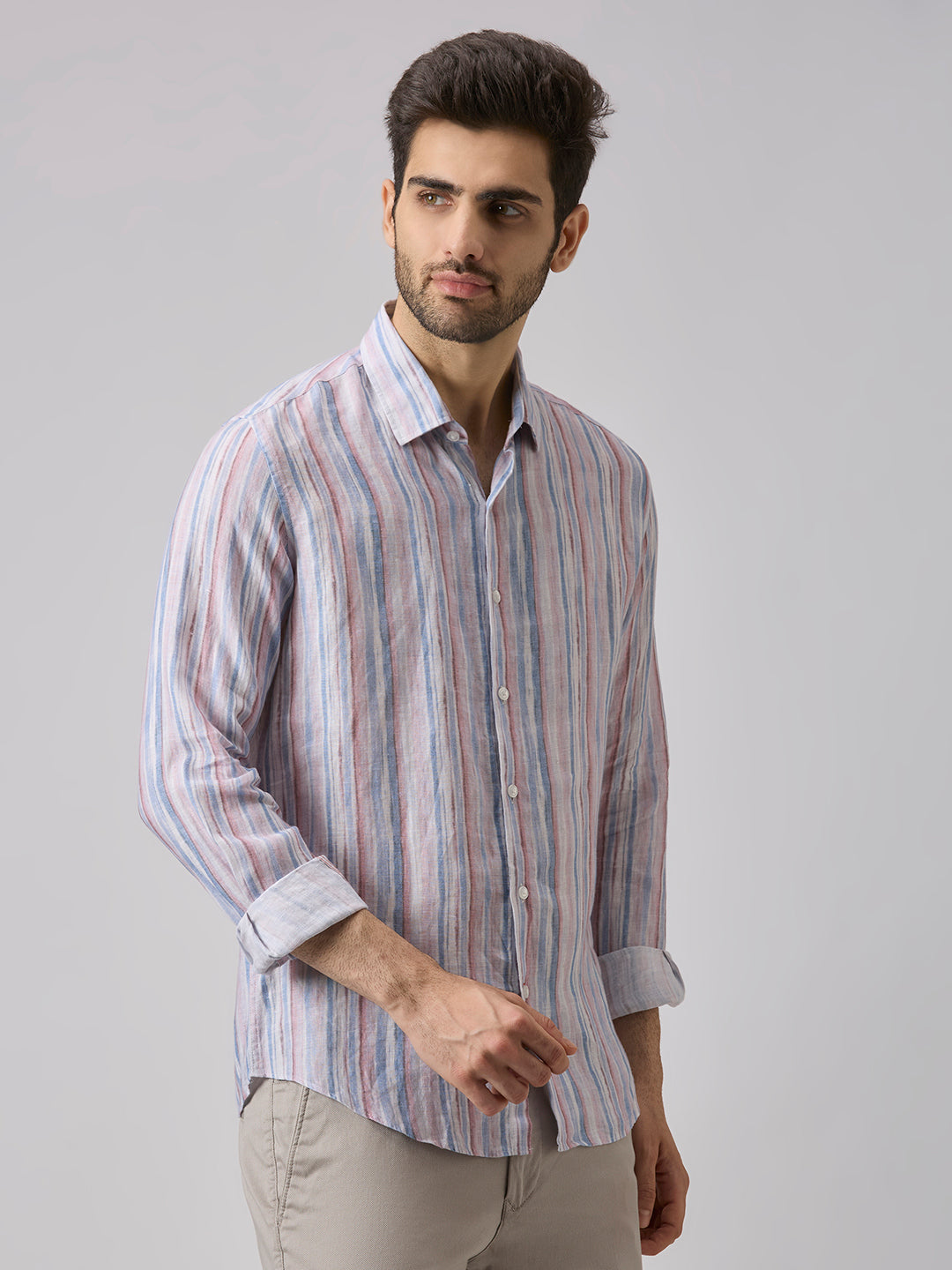 Men's Blue Stripe Slim Fit Shirts