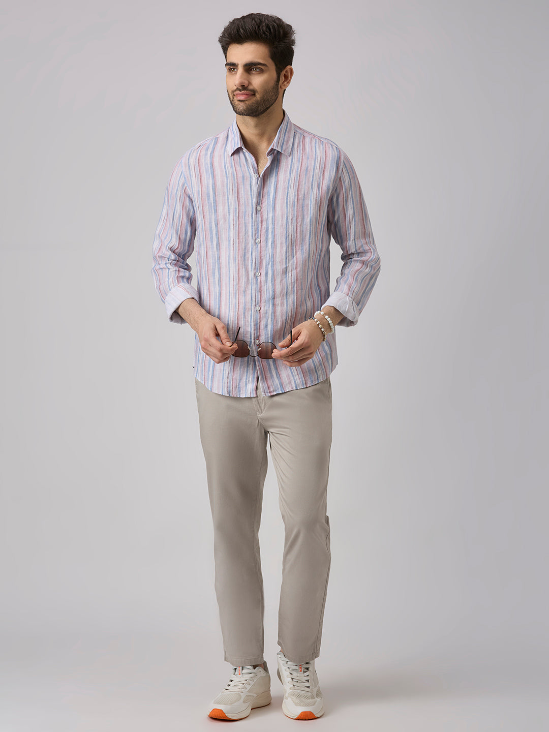 Men's Blue Stripe Slim Fit Shirts