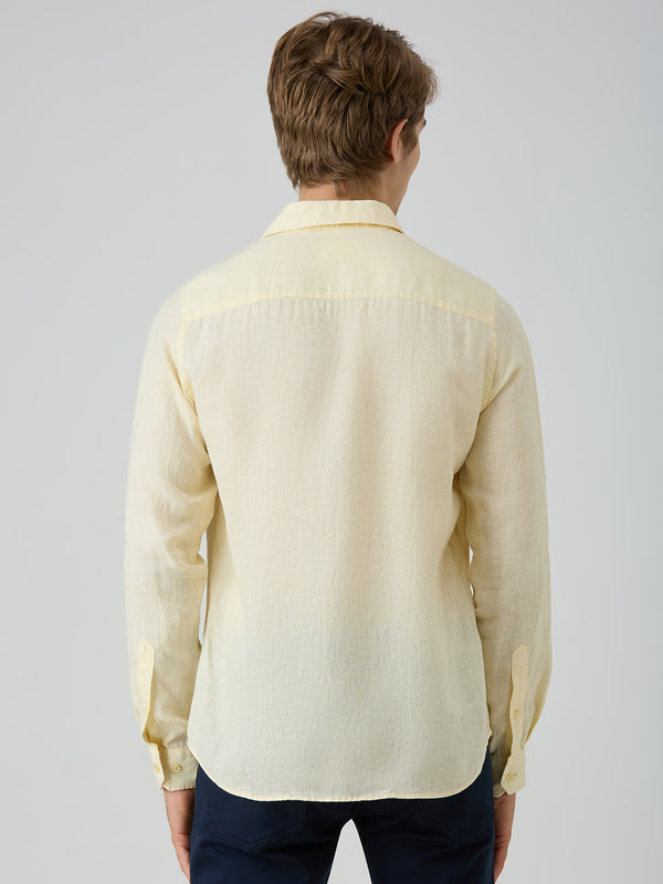 Men's Yellow Solid Slim Fit Shirts