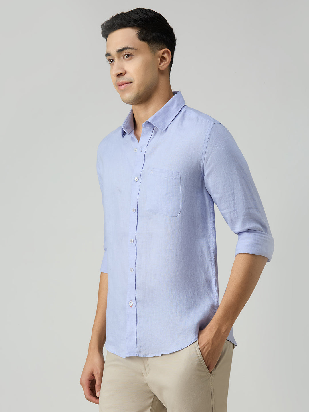 Men's Lavender Solid Slim Fit Shirts