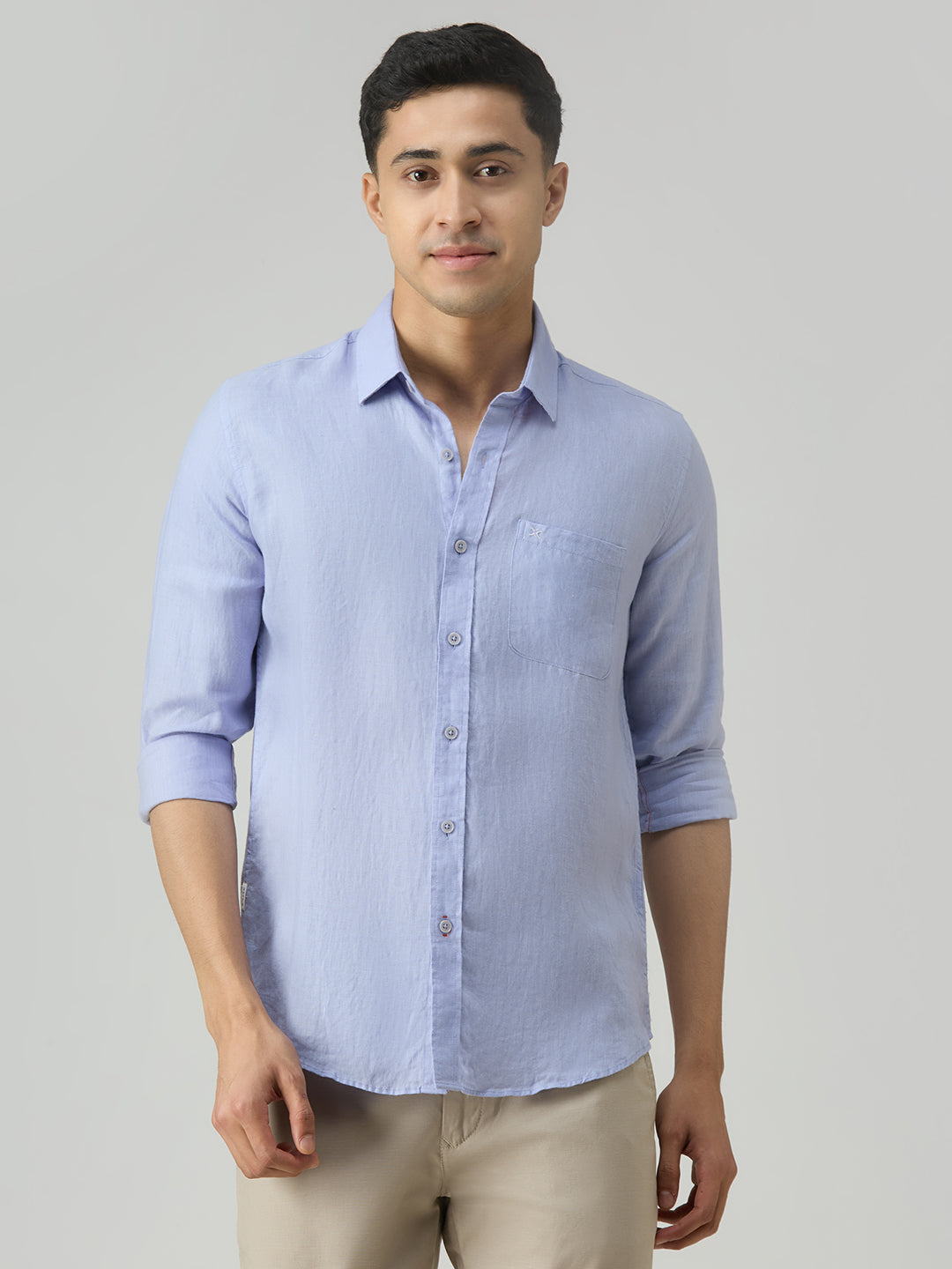Men's Lavender Solid Slim Fit Shirts