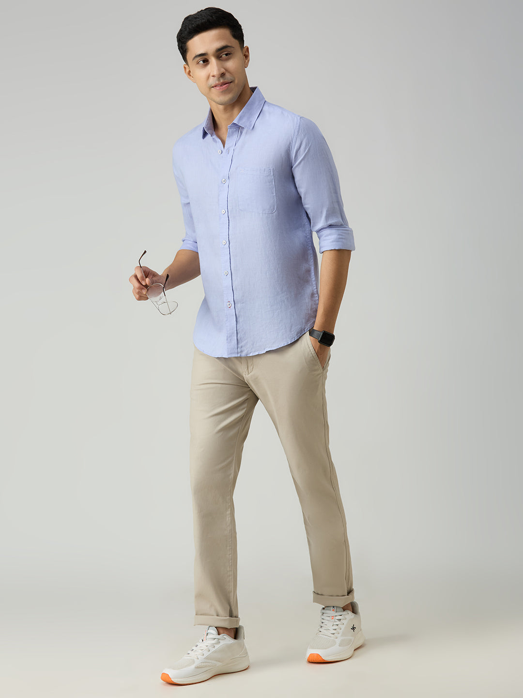 Men's Lavender Solid Slim Fit Shirts