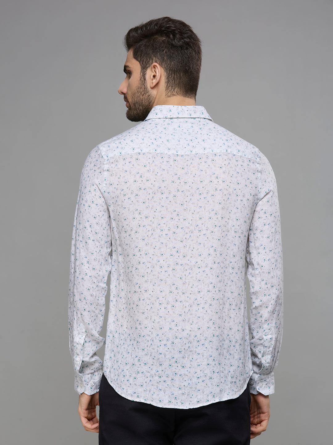 Men's White Printed Slim Fit Shirts