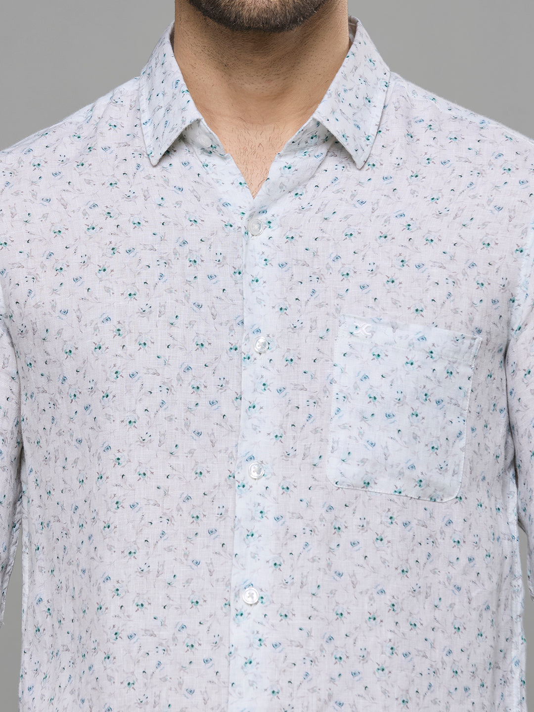 Men's White Printed Slim Fit Shirts