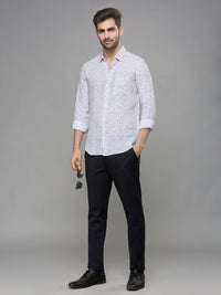 Men's White Printed Slim Fit Shirts