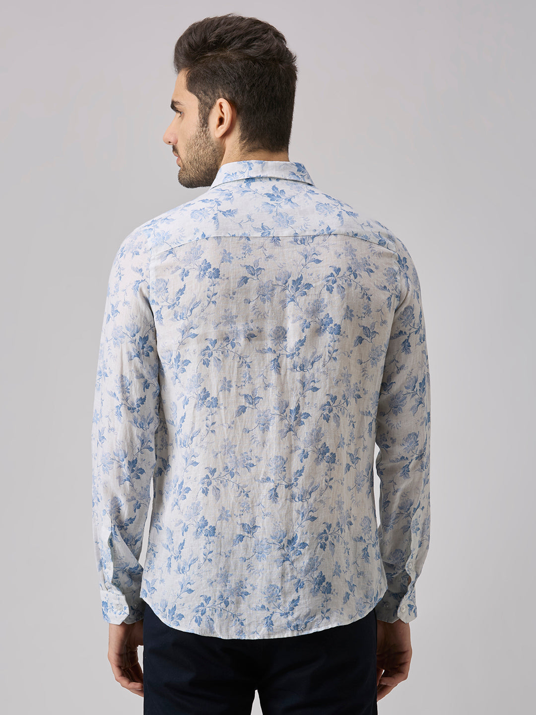 Men's White Printed Slim Fit Shirts