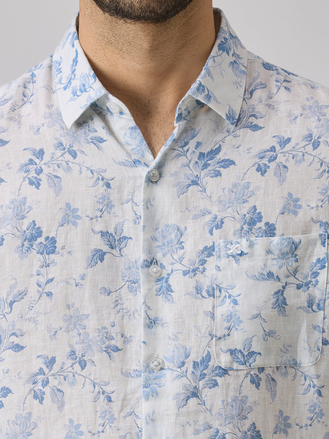 Men's White Printed Slim Fit Shirts