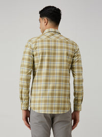 Men's Khaki Checks Slim Fit Shirts