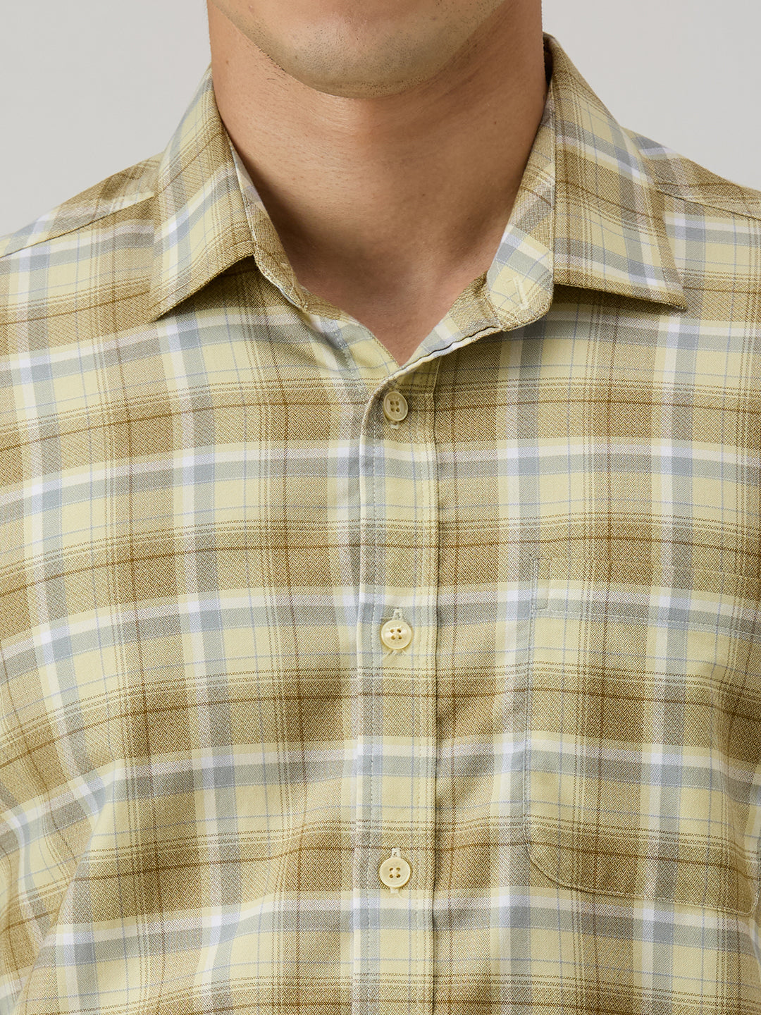 Men's Khaki Checks Slim Fit Shirts