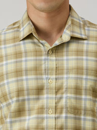 Men's Khaki Checks Slim Fit Shirts