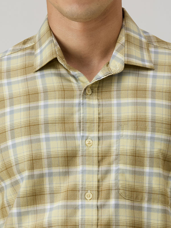 Men's Khaki Checks Slim Fit Shirts